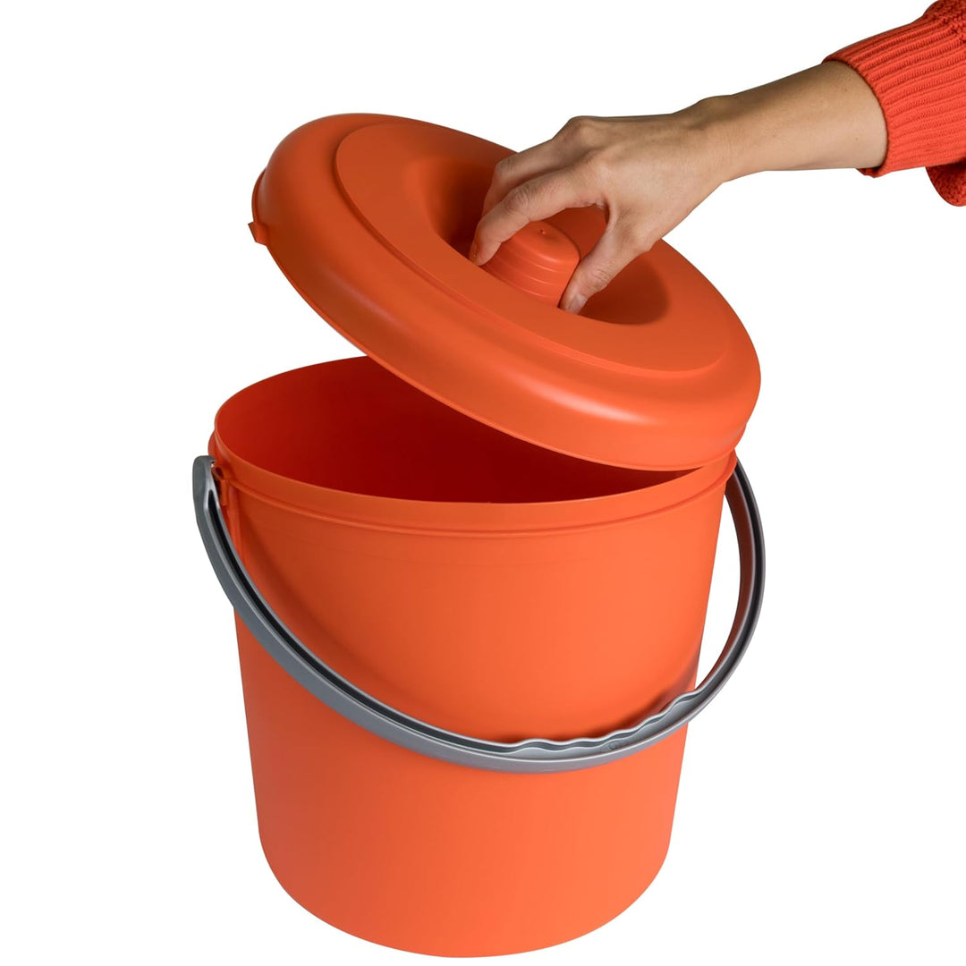 #11 Mülleimer 20 Liter mit verschliessbarem Deckel und Henkel - Orange - 33cm hoch - Ø31cm Abfallsam