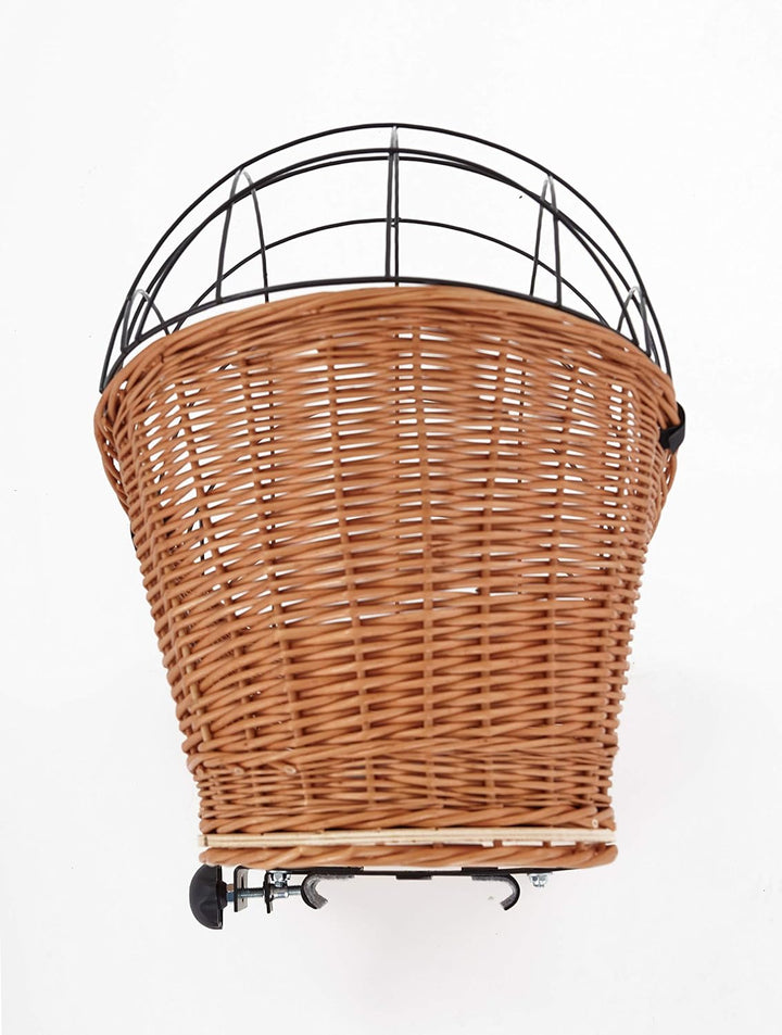 Tigana Hundefahrradkorb für Gepäckträger aus Weide Natur 60 x 39 cm Gitter Tierkorb Hinterradkorb Hu