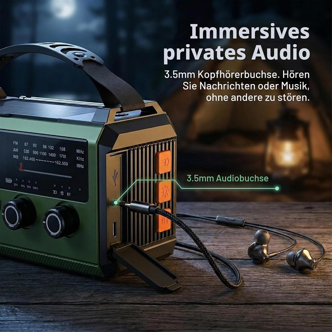 27000mAh Kurbelradio Notfallradio mit Solar &amp; Powerbank: AM/FM Solarradio, Handkurbel, SOS, Taschenl