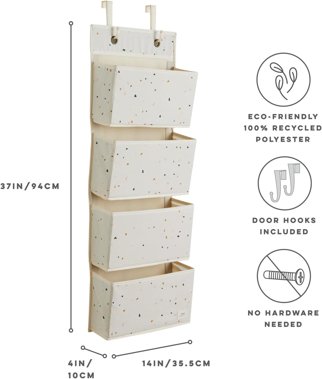 3 Sprouts - Hängeorganizer Tür Organizer - 4 Fächer - Terrazzo Creme, Terrazzo Creme