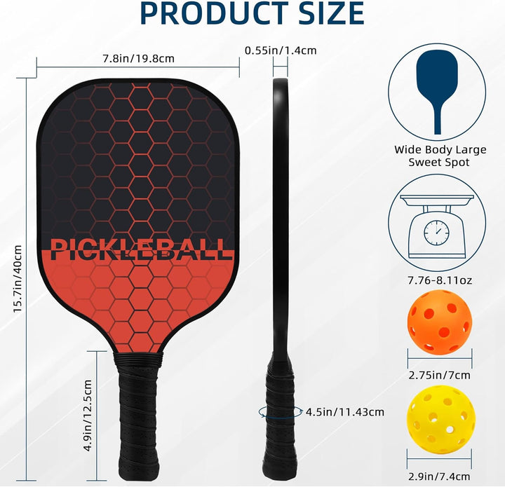 Pickleball Set, Pickleball Schläger mit Fiberglas Oberfläche Pickle Ball Paddles mit 4 Bällen Ausrüs