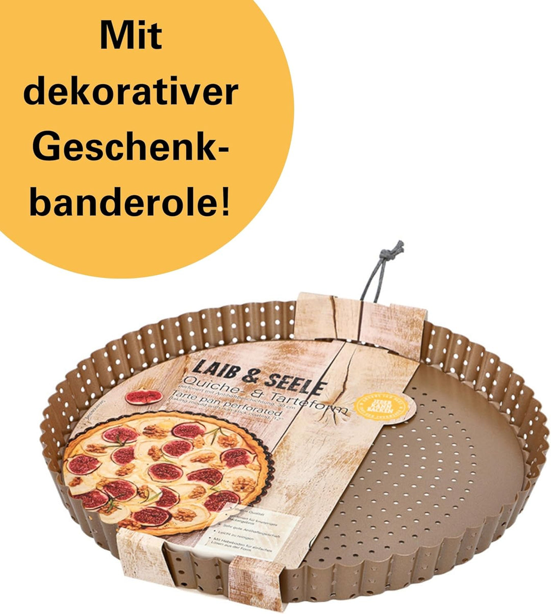 Birkmann, Laib & Seele, perforierte Quiche-, Tarte- und Pizzaform, Ø 30 cm, Backform mit losem Hebeb
