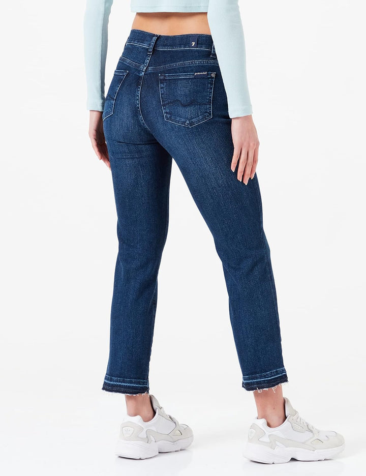 7 For All Mankind Damen The Straight Crop Jeans 30 Dark Blue, 30 Dark Blue