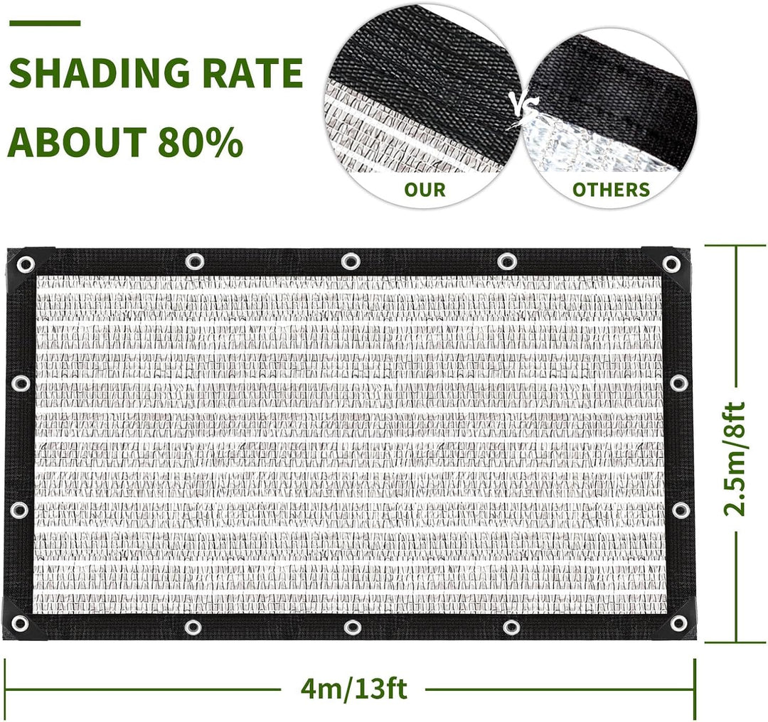 Garten Schattierungsnetz,Auto-Sonnenschutz aus Alunetz,80% Sonnensegel Mit Einfassung Mit Ösen Einfa