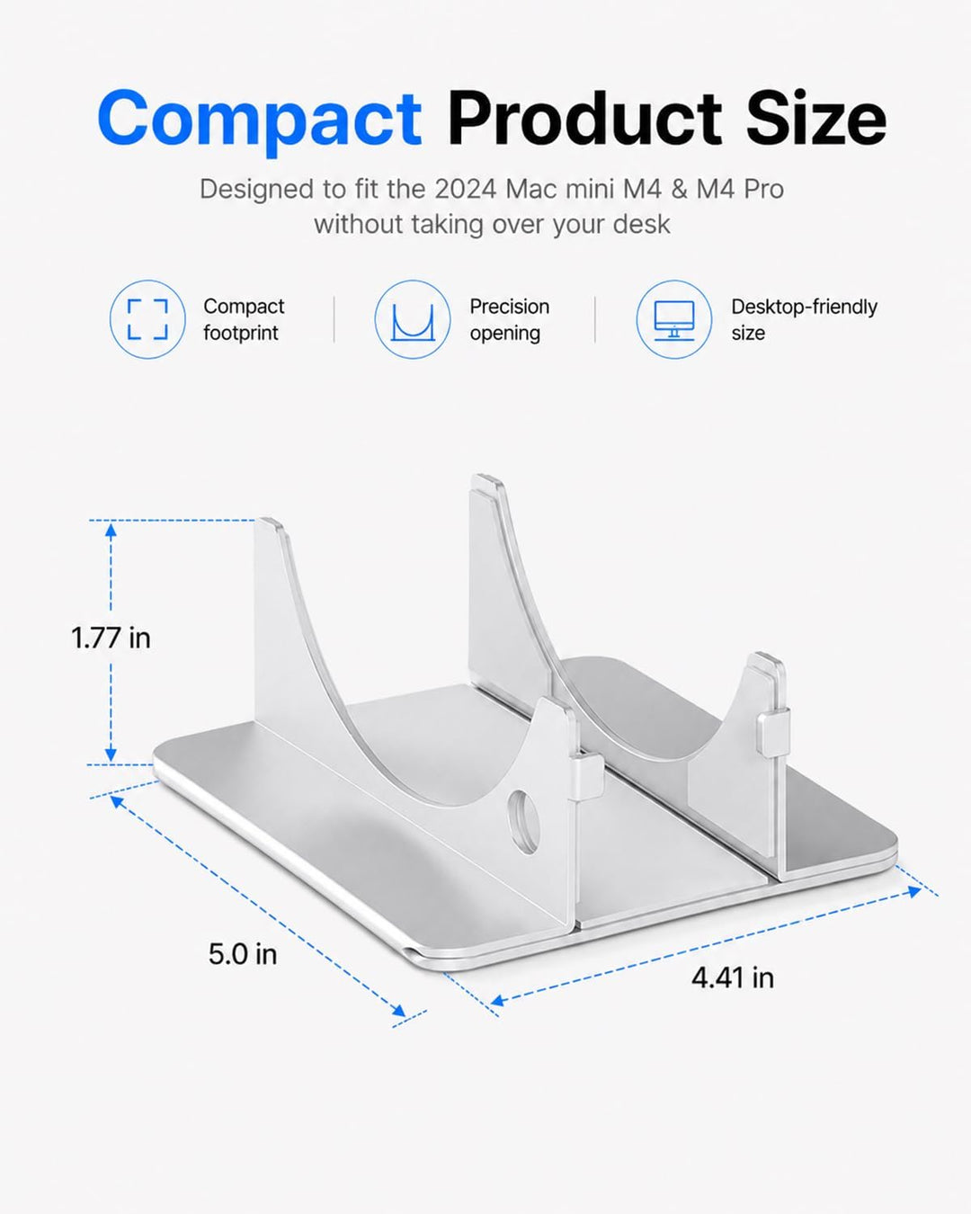 SNANSHI Mac mini M4 Ständer Vertikal, Heavy-Duty Metal Desktop Ständer für 2024 Mac mini M4 M4 Pro,