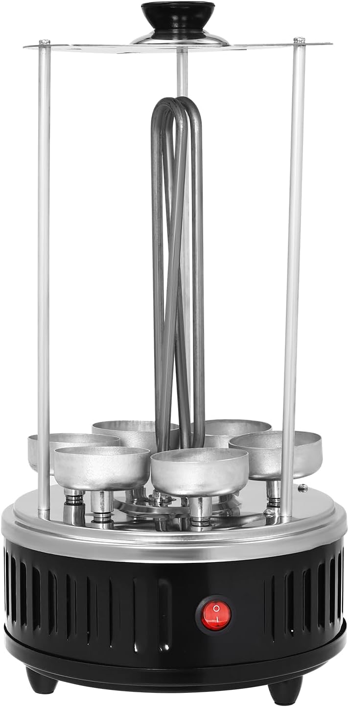 Vertikaler Edelstahl Elektro-Tischgrill inkl. 6 Spiesse, BBQ Vertikalgrill Rundgrill für Schaschlik-