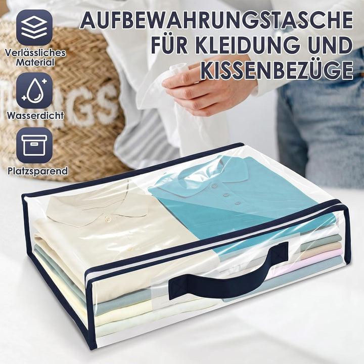 6 Stück Aufbewahrungstasche,Transparente PVC Umzugskartons Aufbewahrungsboxen mit Deckel,Faltbare Re