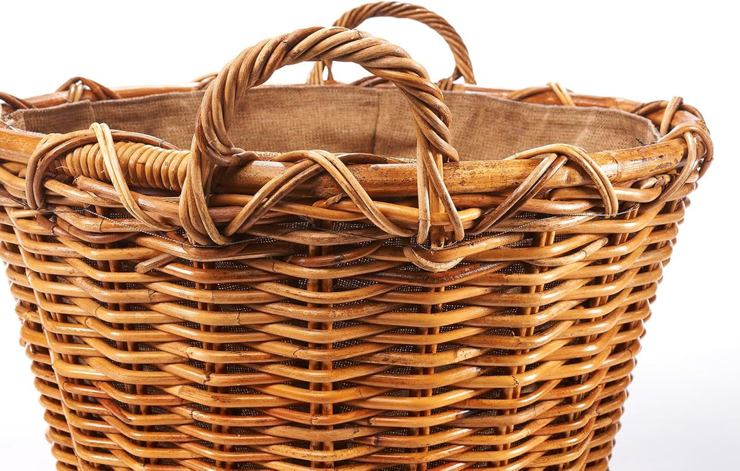 Kobolo Holztrage Holzkorb für Kaminholz - Rattan Lacak mit abnehmbarem Leinenstoff