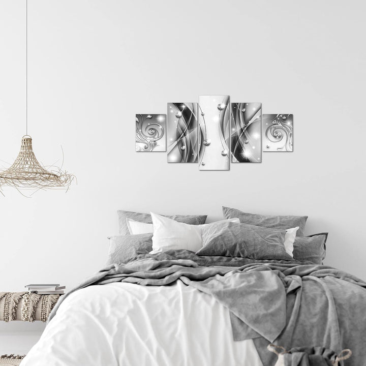Runa Art Wandbilder Abstrakt 5 Teilig Bild auf Vlies Leinwand Deko Wohnzimmer Schlafzimmer Diamant S
