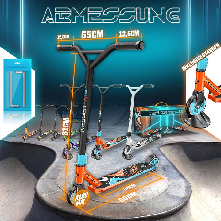 KESSER® Stunt Scooter X-Limit - 360° Lenkung Robuster Funscooter Stuntscooter mit ABEC 9 Kugellagern