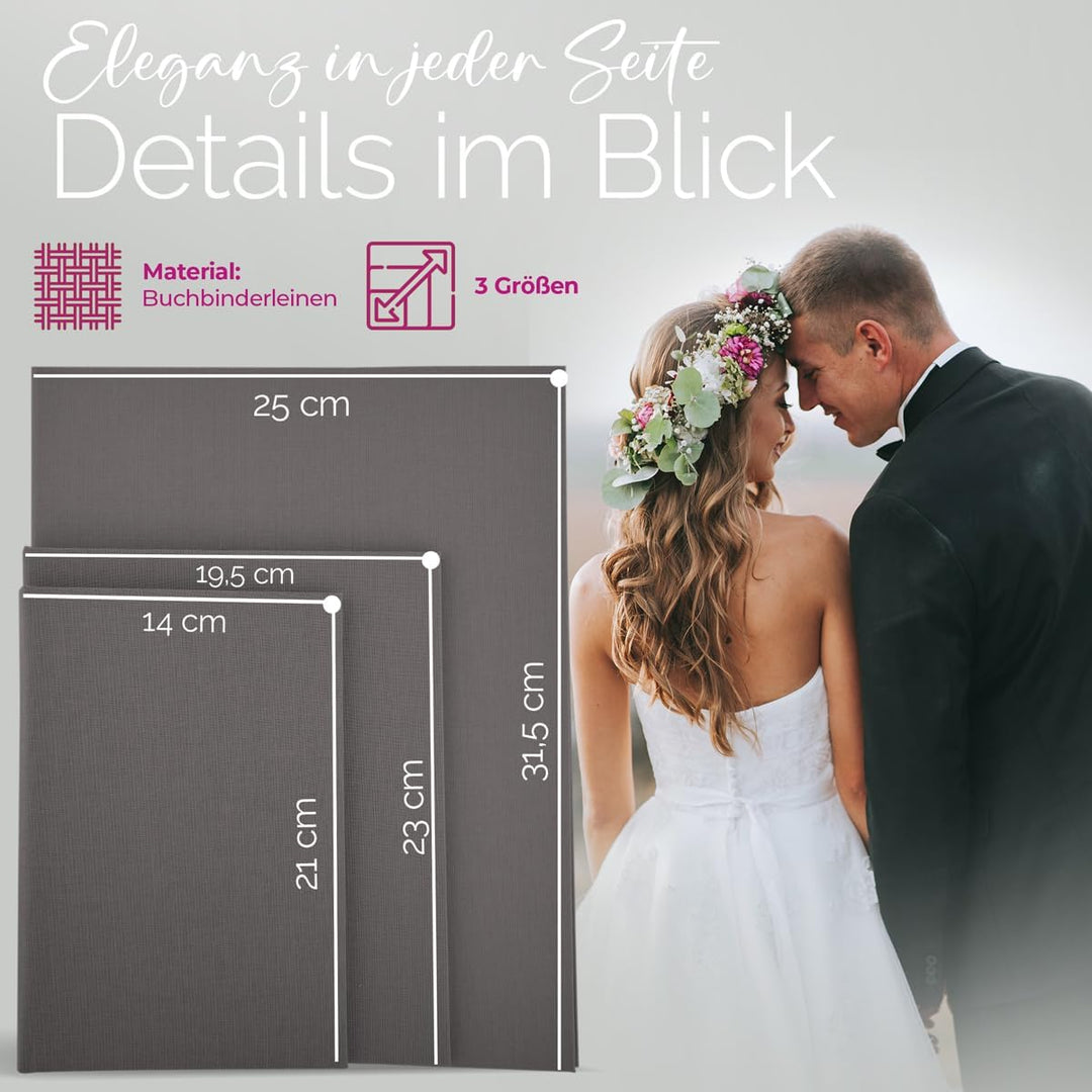 Hochzeitideal Stammbuch der Familie DIN A5 'Alan' Leinen (Grau), Grau