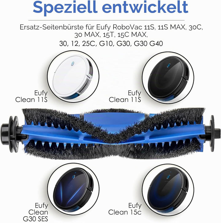 (2 Stück) Walzenbürsten kompatibel mit Eufy RoboVac 11S, 11S Plus MAX, 25C, G10 Hybrid, G20 G20 Hybr