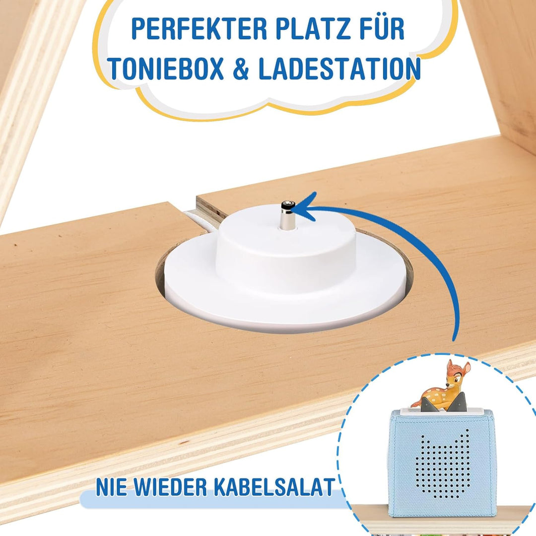 Todeco Tonie-Regal für Toniebox Hörfiguren, Magnetische Aufbewahrung für 70-80 Tonie, Wandregal und