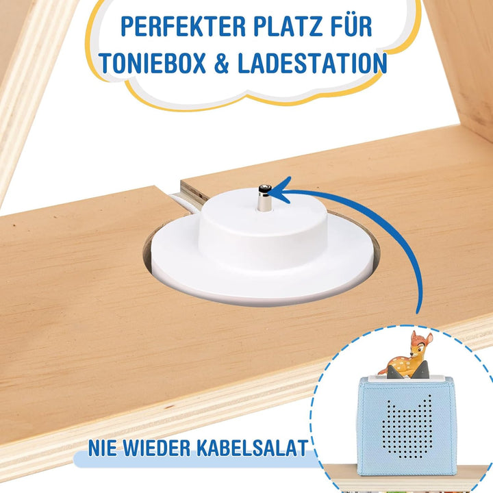 Todeco Tonie-Regal für Toniebox Hörfiguren, Magnetische Aufbewahrung für 70-80 Tonie, Wandregal und