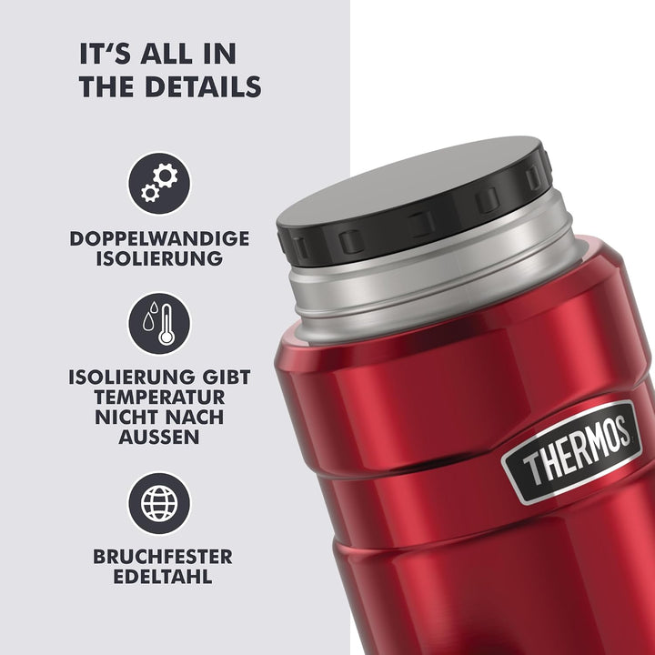 Thermos STAINLESS KING FOOD JAR 0,71l, cranberry red, Thermosbehälter aus Edelstahl, 14h heiss / 24h