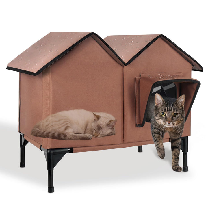 Katzenhaus im Freien, Grosse wasserdichte isolierte Katzenkennel mit erhöhter Basis, Winterhaus für