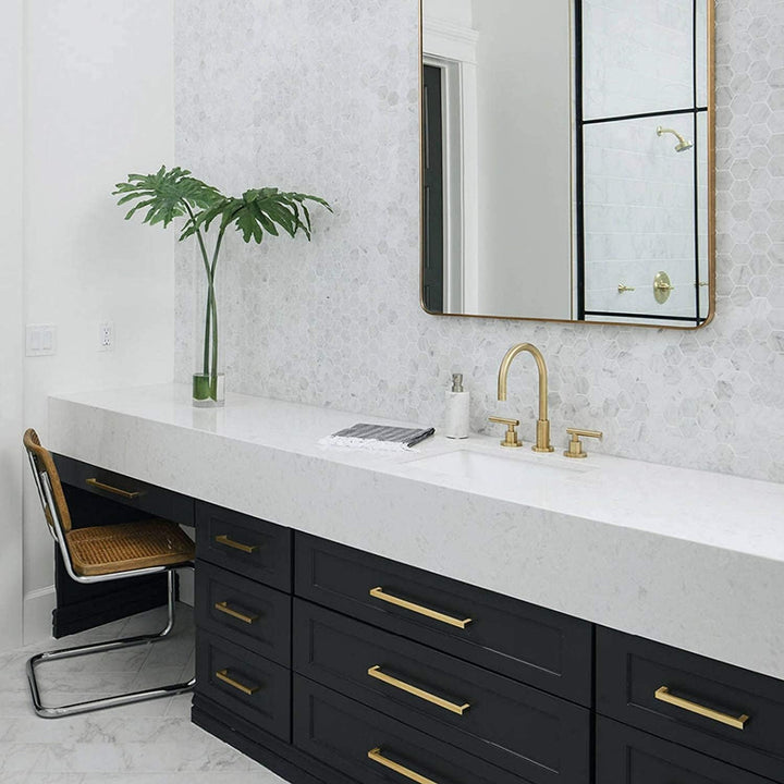 10 Stück Möbelgriffe Gold Griffe für Küchenschränke Gold, LONTAN Schrankgriffe 128mm Lochabstand Sch