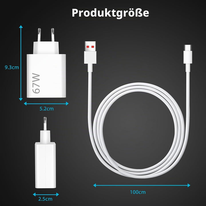 67W Turbocharge Ladegerät mit USB C Ladekabel für Xiaomi,USB Netzteil Adapter für Xiaomi 13T 13 Pro