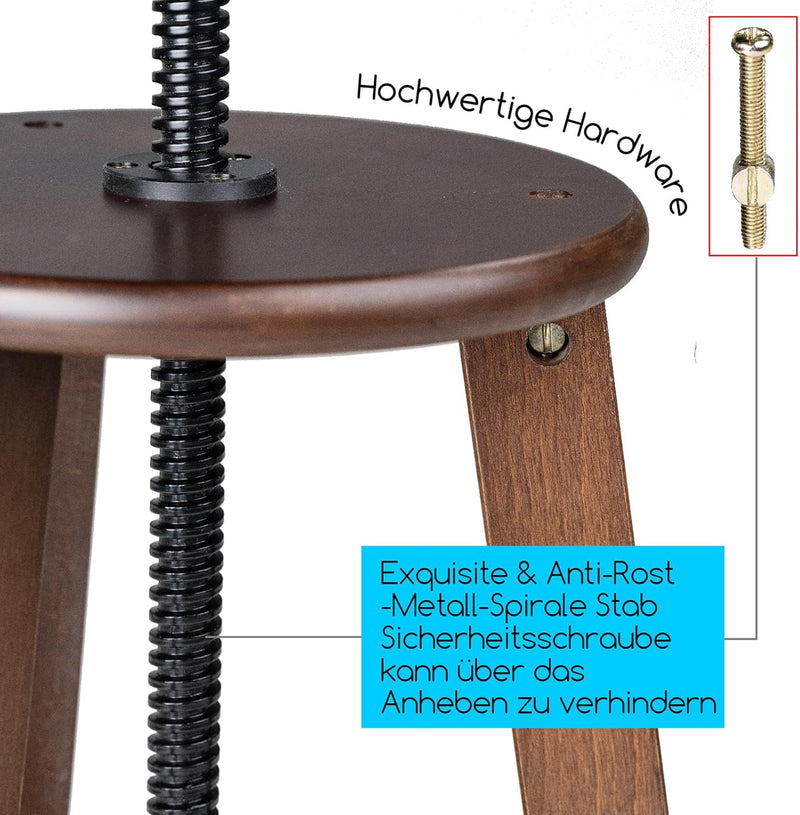 MEEDEN Zeichenhocker mit Verstellbarer Höhe, Walnuss Künstlerhocker, Studiohocker, Holzbarhocker, Kü