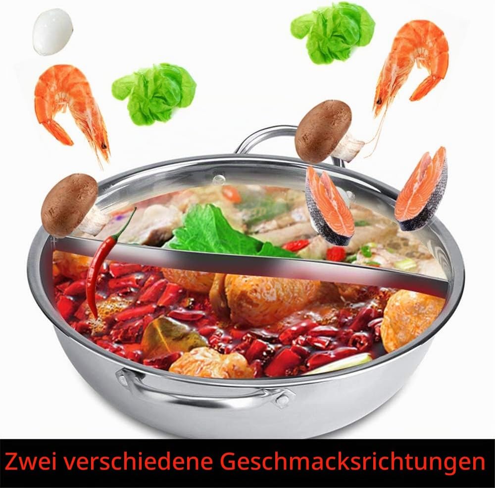 Hot Pot Herd, 30/32 cm, Mandarinenentopf, Küche, Kasserolle, Suppe, Kochwerkzeug, Edelstahl, Dual-Ho