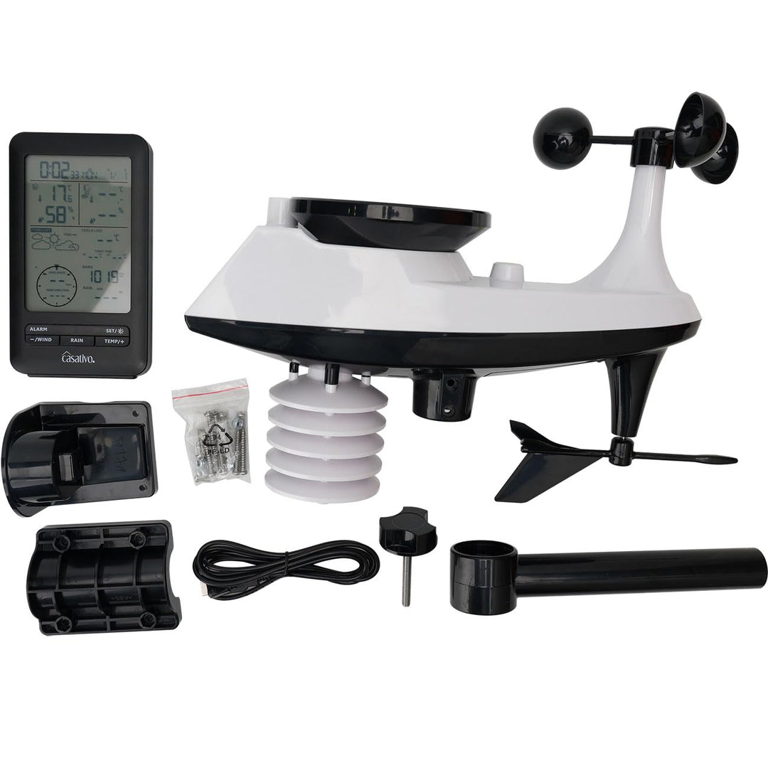 Profi Funk-Wetterstation mit Solar-Aussensensor – Niederschlag, Wind, Hygrometer & Wettervorschau –