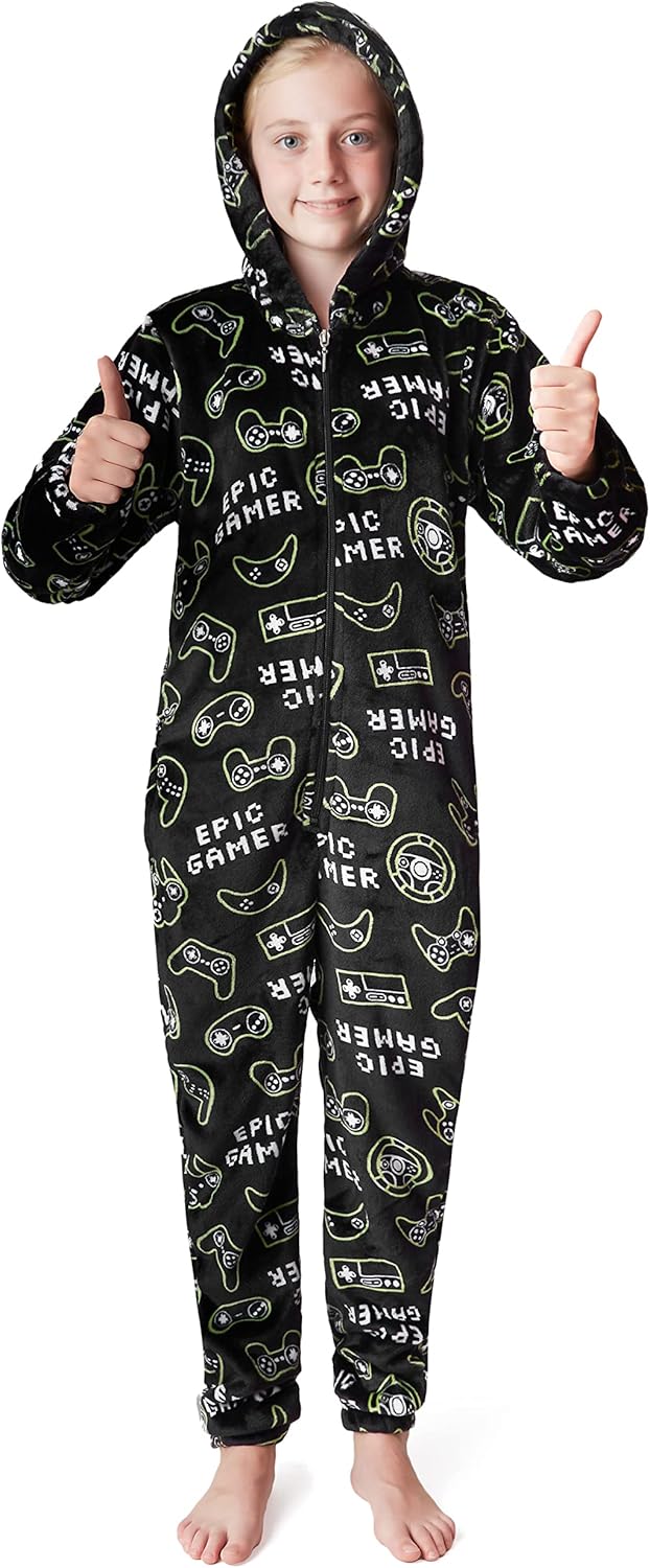 CityComfort Onesie Kinder Fleece Overall Jumpsuit Schlafanzug Jungen Mädchen Extra Weich Einteiler G
