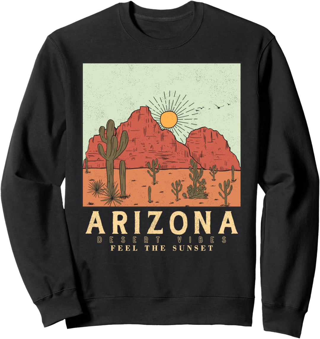 Vintage Sun Feel Sunset Desert Vibes Mountain Arizona Cactus Sweatshirt
