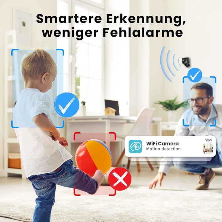 Mini Kamera WLAN 1080P HD Überwachungskamera Innen WiFi Kleine Sicherheitskamera mit Live Übertragun