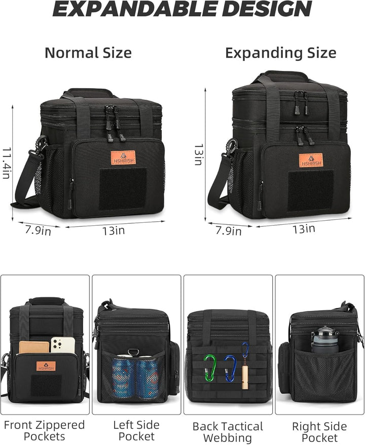 HSHRISH Taktische Lunchtasche, doppellagige isolierte grosse Kühltasche für Herren Erwachsene wasser