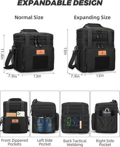 HSHRISH Taktische Lunchtasche, doppellagige isolierte grosse Kühltasche für Herren Erwachsene wasser