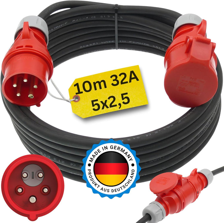 netbote24 S-LINE CEE Starkstrom Verlängerungskabel 32A mit/ohne Phasenwender H07RN-F 5G2,5 IP44 Auss