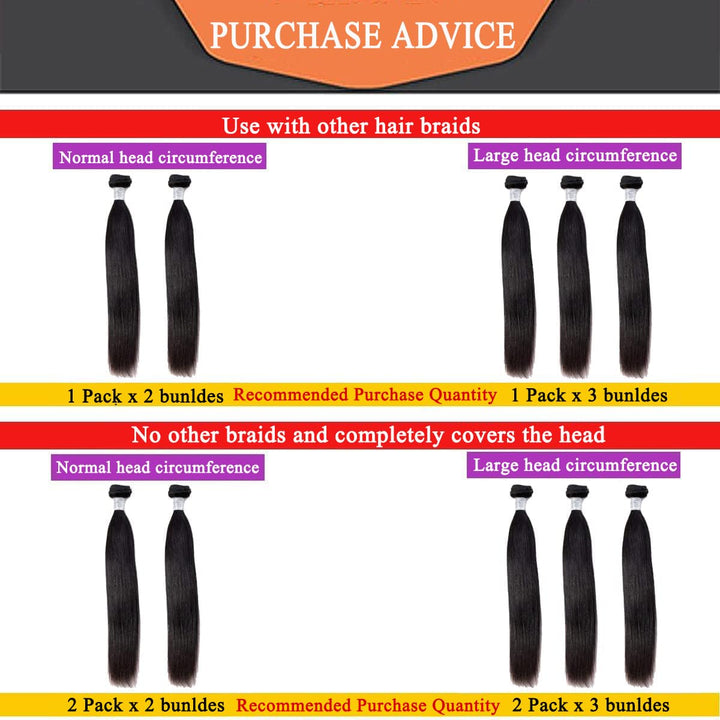 RICHAIR Straight Human Hair Bundles, 2 Bundles, 12 Inches (30.48 cm), 50g/Bundle(100g Total), Brazil