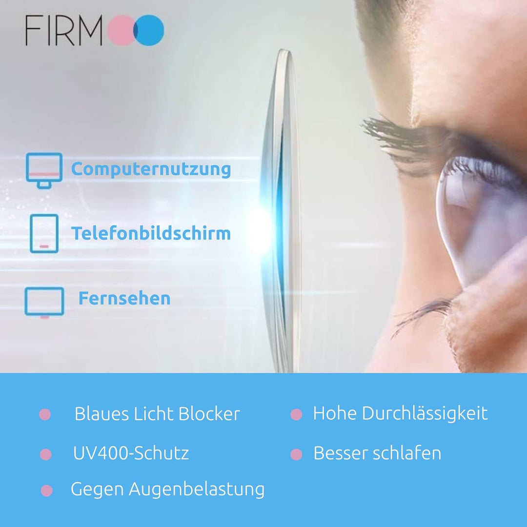 Firmoo Blaulichtfilter Brille ohne Sehstärke für Damen Herren Runde Computerbrille gegen Kopfschmerz