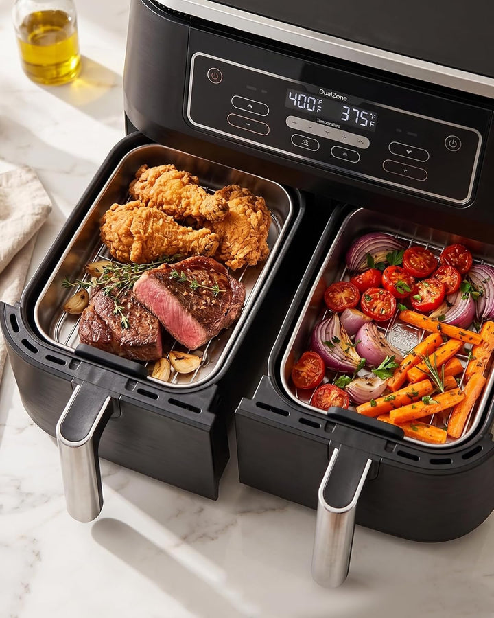 3-tlg. Edelstahl Auflaufform Airfryer Zubehör für Ninja Dual Zone & FlexDrawer AF400EU AF451EU AF500