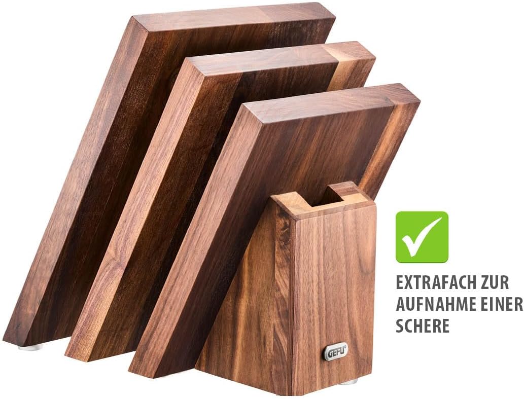 GEFU Magnet-Messerblock ENNO gefächert | Edler Messerhalter aus Walnussholz für bis zu 6 Messer | St