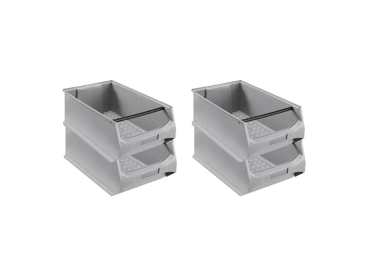 SuperSparSet 4x Graue Sichtlagerbox 5.1 mit Griffstange | HxBxT 20x30x50cm | 21,8 Liter | Sichtlager