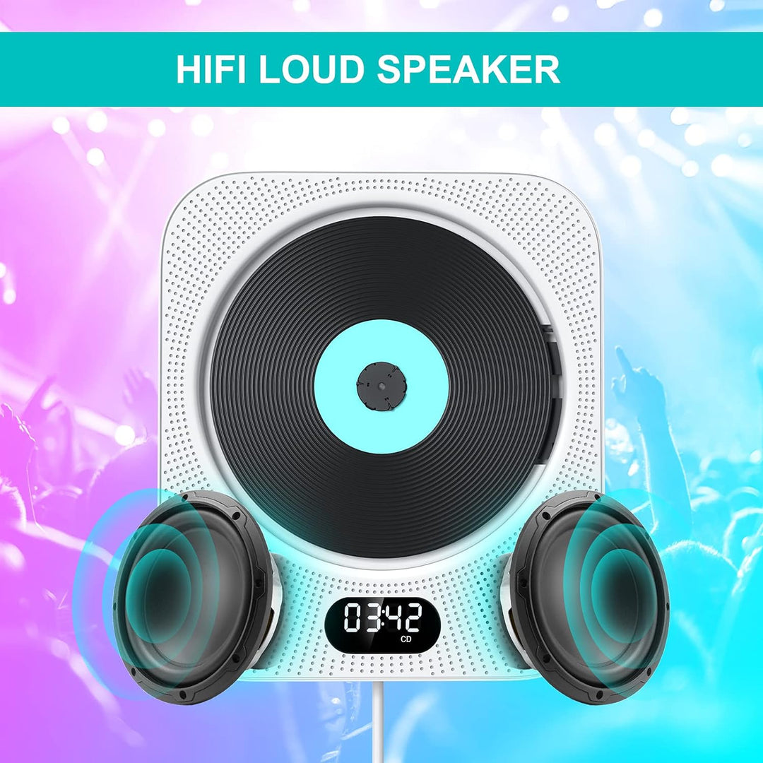 CD Player Wandmontage Bluetooth, Gueray Tragbarer CD Player HiFi Lautsprecher Fernbedienung LED-Disp