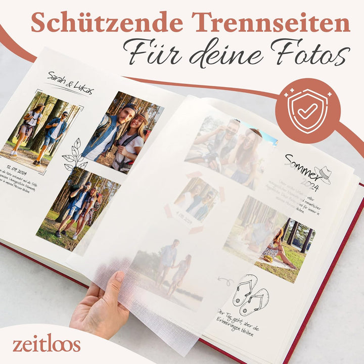 Das Fotoalbum für die Ewigkeit - 100 Seiten mit Platz für 500 Fotos. Fotoalbum leinen Fotoalbum rot