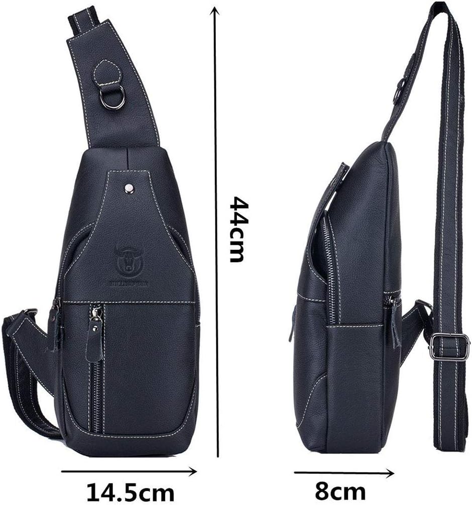 Tasche Leder Herren Sling Bag Schulter Rucksack Schultertasche Brusttasche Wasserresistent Tragetasc