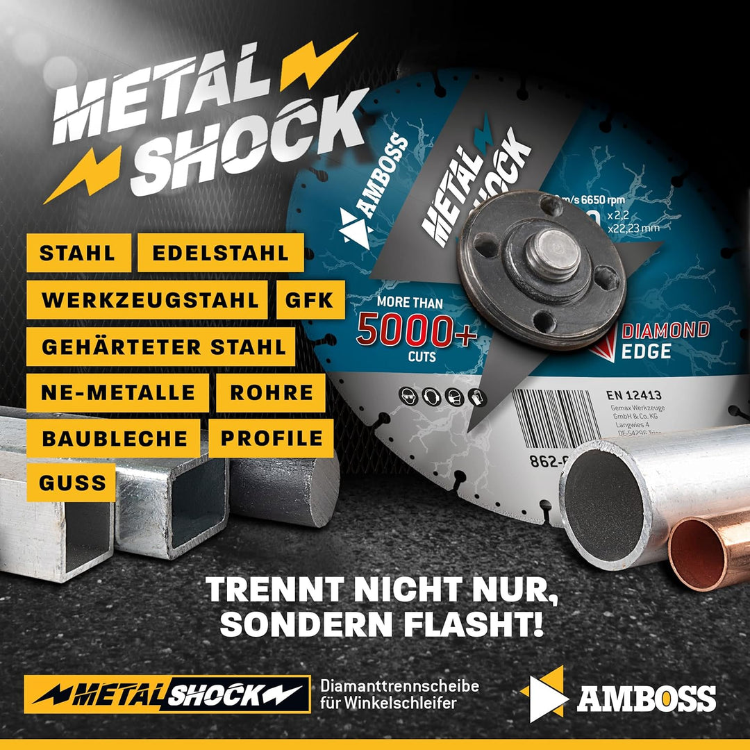 Amboss Diamant Trennscheibe Metal Shock 5000+ für Metall/Stahl/Inox - 230 x 2,2 x 22,23 mm Ø 230mm x