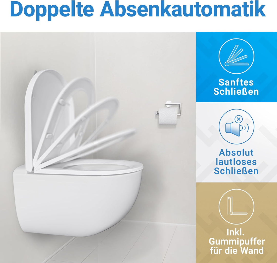 LOBENSWERK Toilettendeckel D Form [KURZ] einfache Montage | Klodeckel mit Absenkautomatik | Toilette