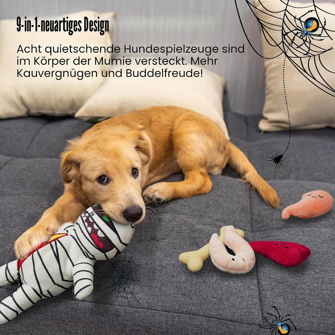 Nocciola Lustiges Plüsch-Hundespielzeug: 9-in-1 Kauspielzeug für kleine, mittelgrosse Hunde mit stra