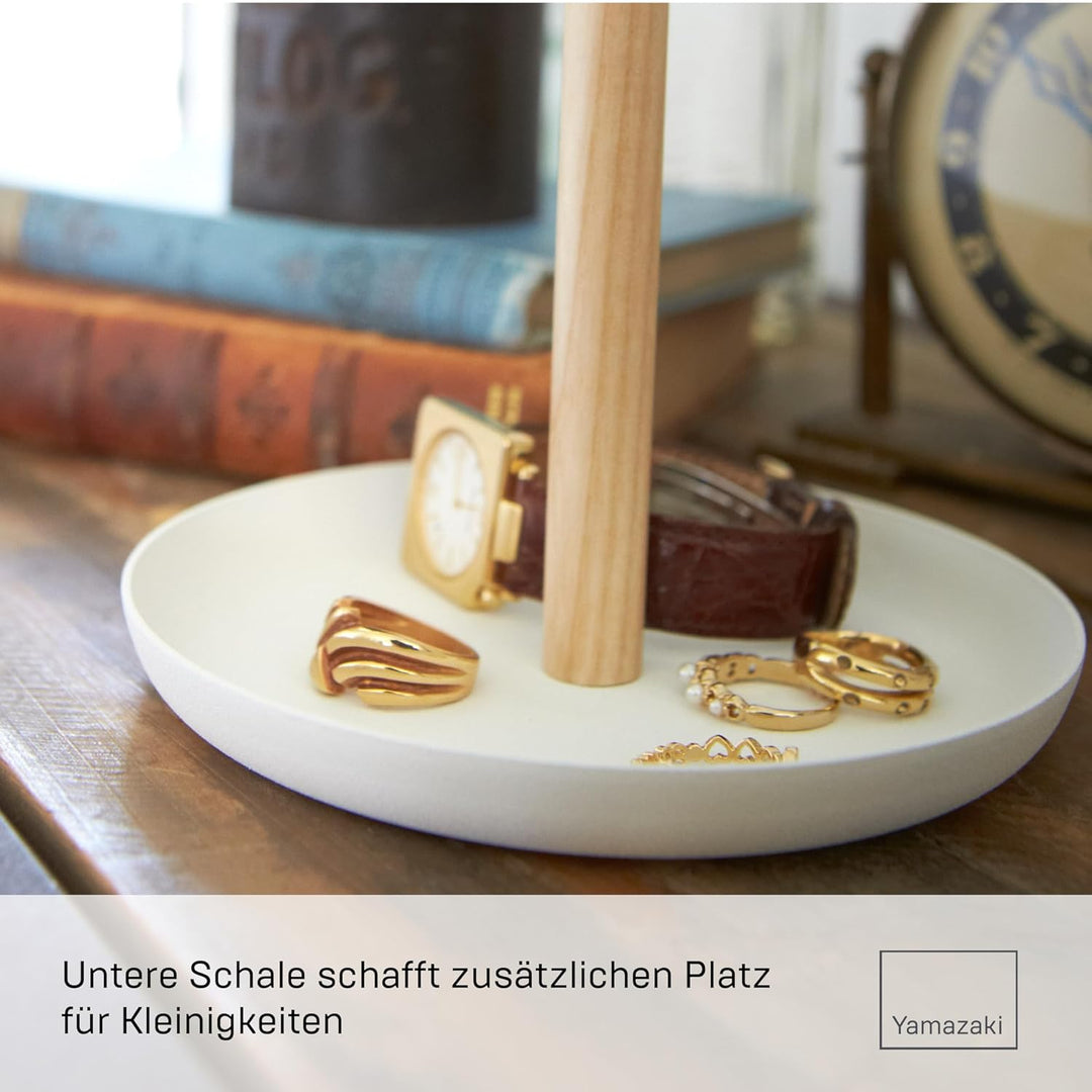 YAMAZAKI 'Tosca' 2310 Zubehörbaum, Stahl, Holz, Weiss, Schmuckständer für Ketten Ohrringe Ringe, Dek