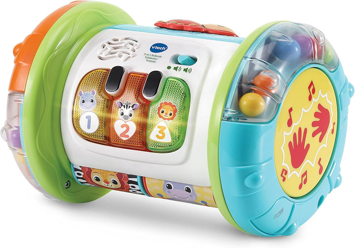 VTech Baby 3-in-1 Rollende Entdecker-Trommel – Interaktives Babyspielzeug mit Musik – Für Kinder von