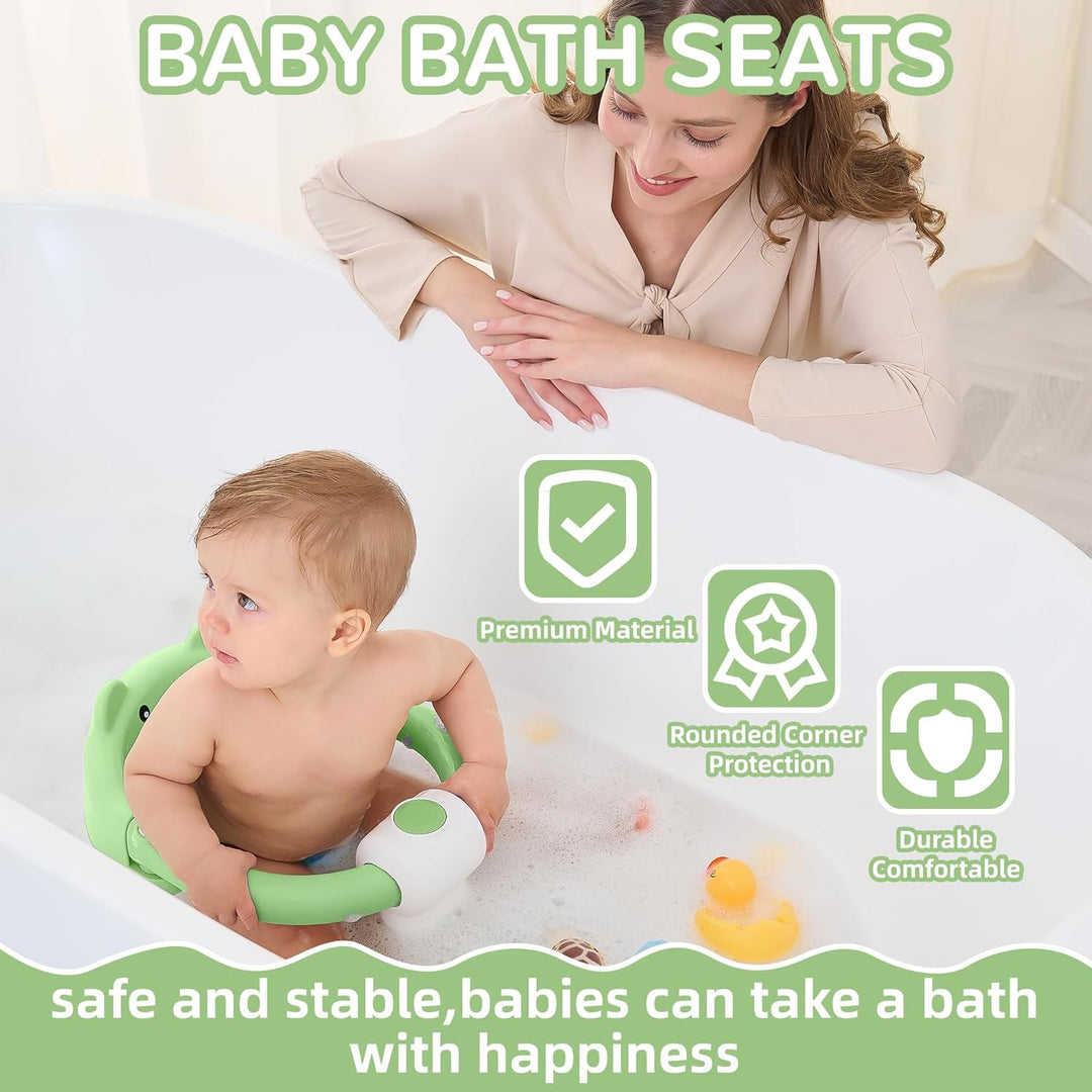 Badewannensitz Baby ab 6 Monate, Bär Rutschfester Badesitz Baby mit 4 Saugnäpfen und Kissen für Klei