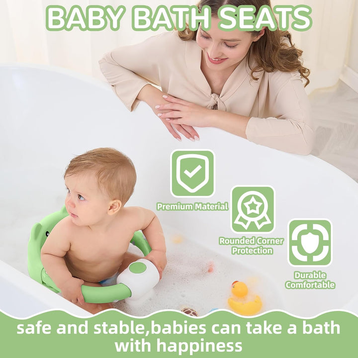 Badewannensitz Baby ab 6 Monate, Bär Rutschfester Badesitz Baby mit 4 Saugnäpfen und Kissen für Klei