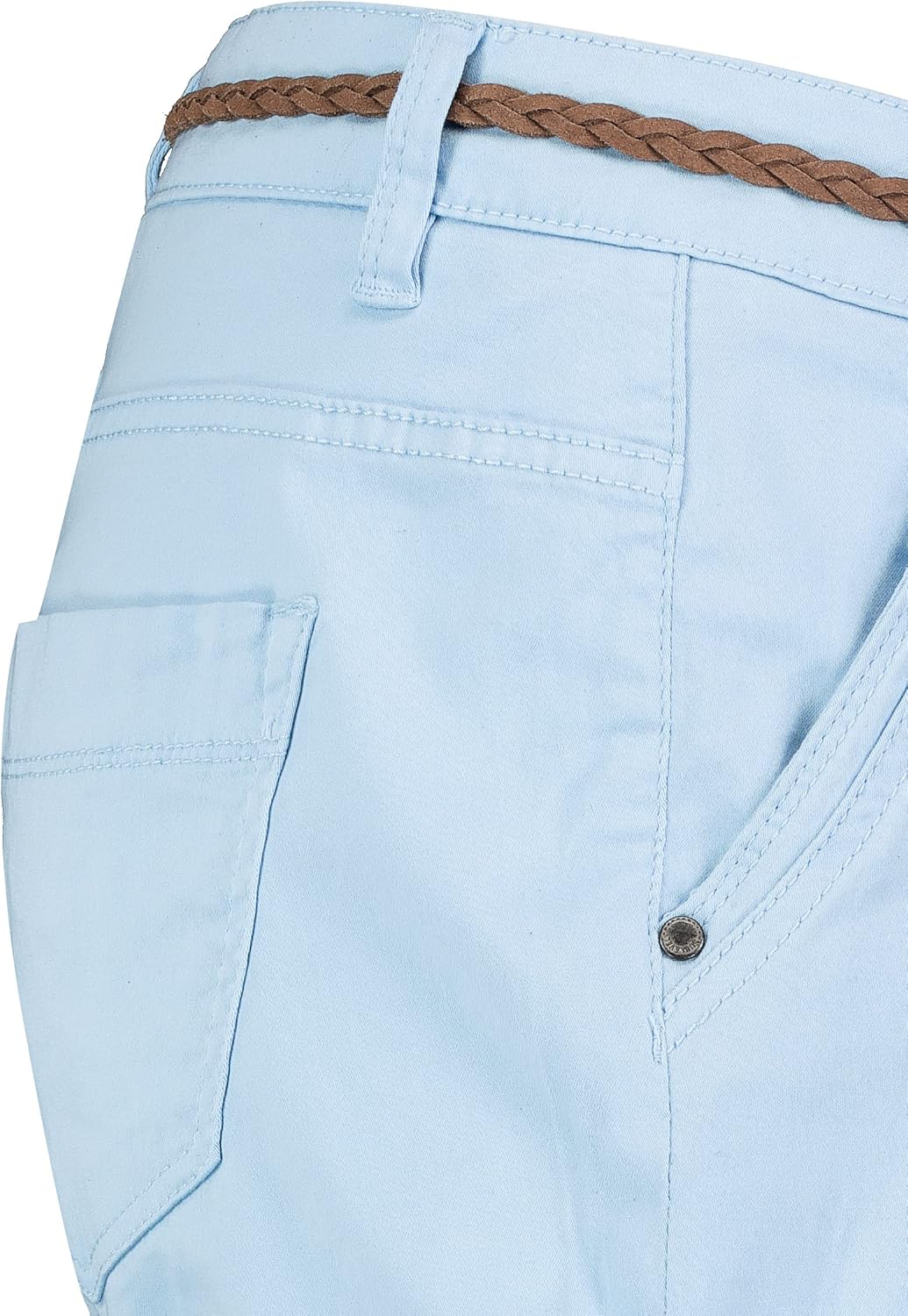 Sublevel Damen Kurze Hose Stretch-Shorts mit Flecht-Gürtel M Light-blue, M Light-blue