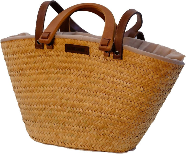 NATUREHOME Palmblatt-Tasche mit heller Auskleidung Umhängetasche und Einkaufskorb in einem Palmblatt
