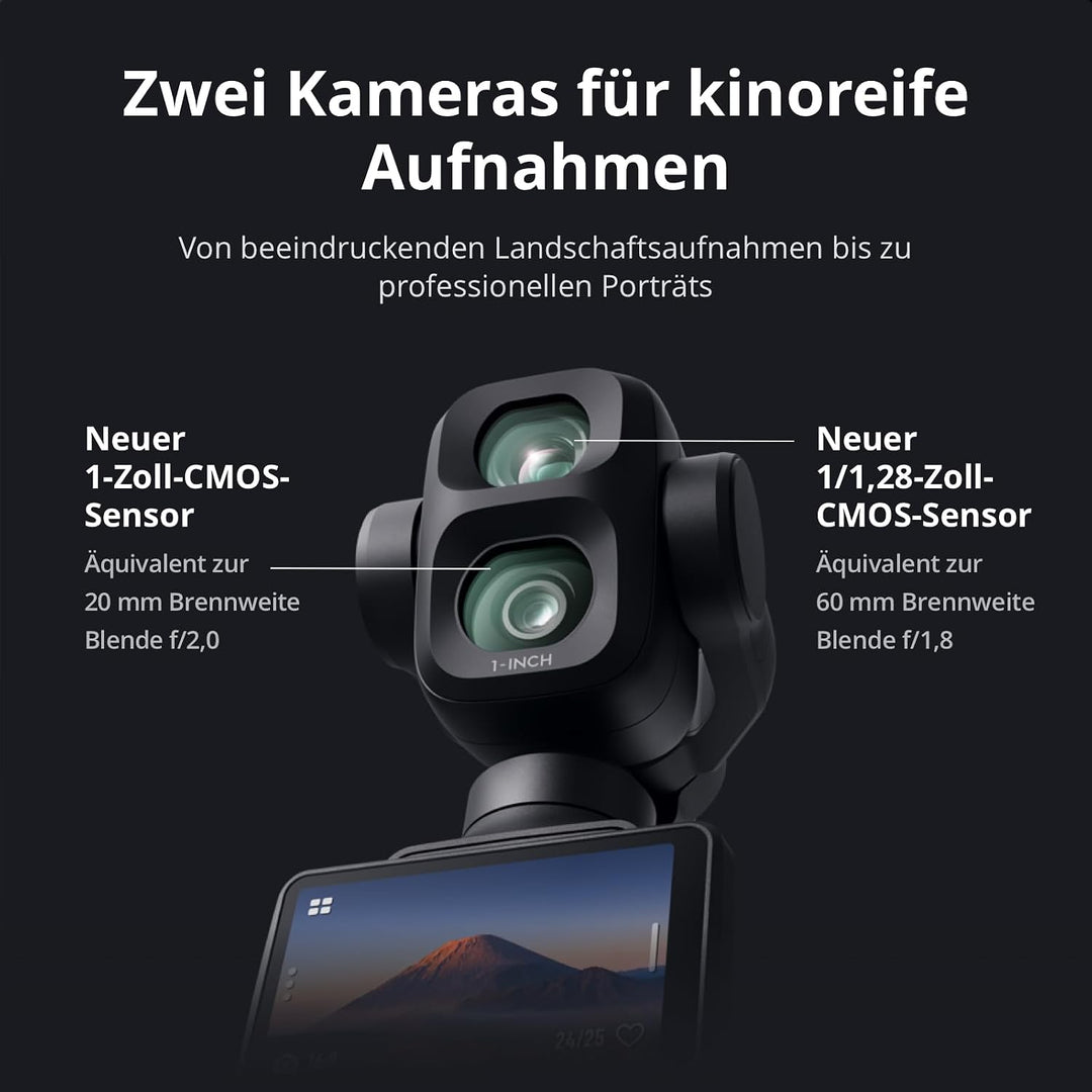 DJI Osmo Pocket 4P Vlog Combo, Vlog-Kamera mit Dual-Objektiv, kinoreifes 4K | 3× optischer Zoom, 4K/