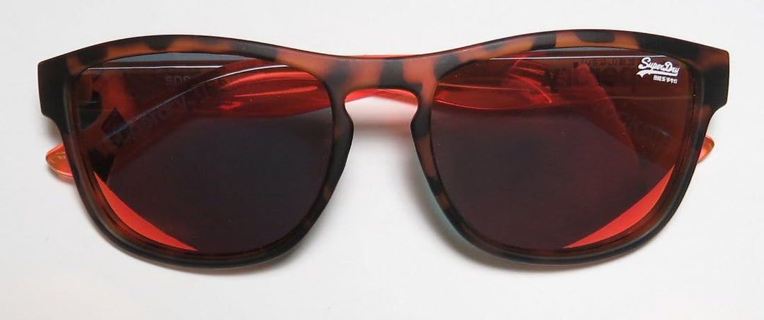 Superdry Sonnenbrille Rockstar 102 - Braun melierte Sonnenbrille aus Kunststoff mit rot orangen vers